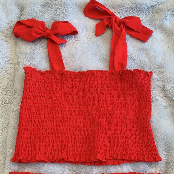 ShowPo Red Two-Piece Smocked Set - Picture 2 of 6